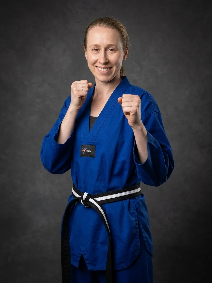 Kelsey Grantham in a taekwondo uniform